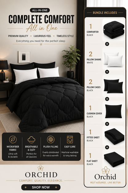 Winter Fiber Quilt Set - Black