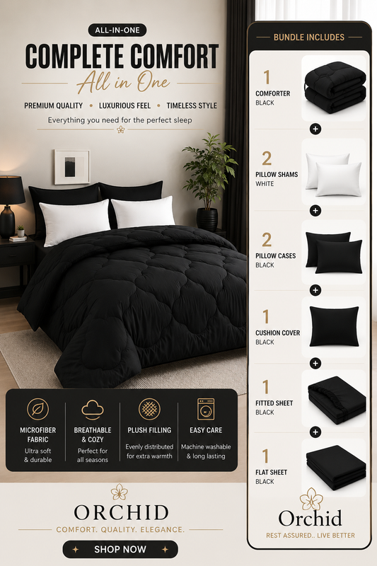 Winter Fiber Quilt Set - Black