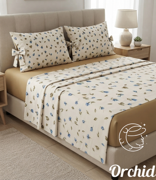 Cotton Bed Sheet Set -Printed Caffe